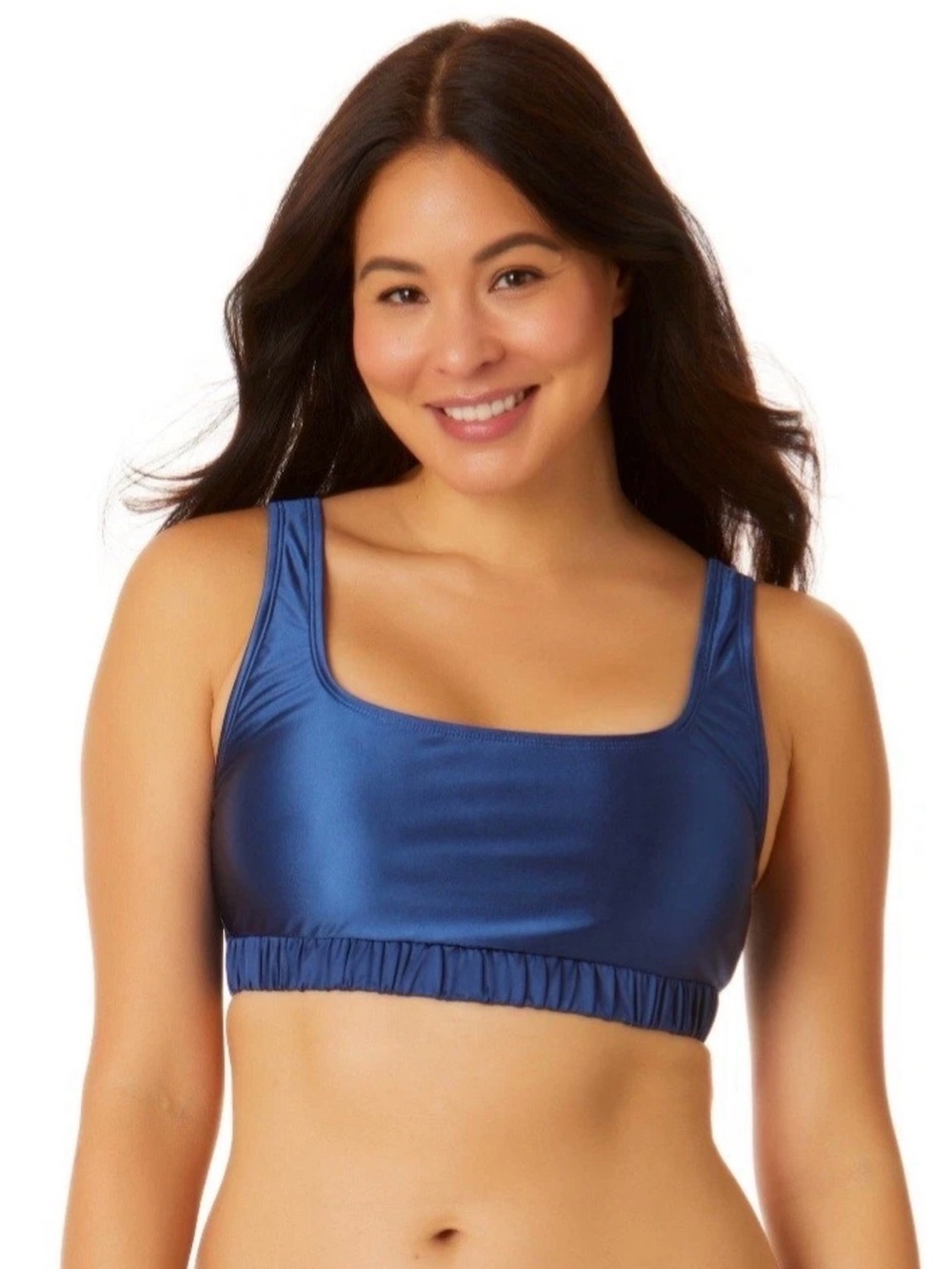 No Boundaries Metallic Navy Blue Bralette Bikini Top Push Up Juniors Large 11-13